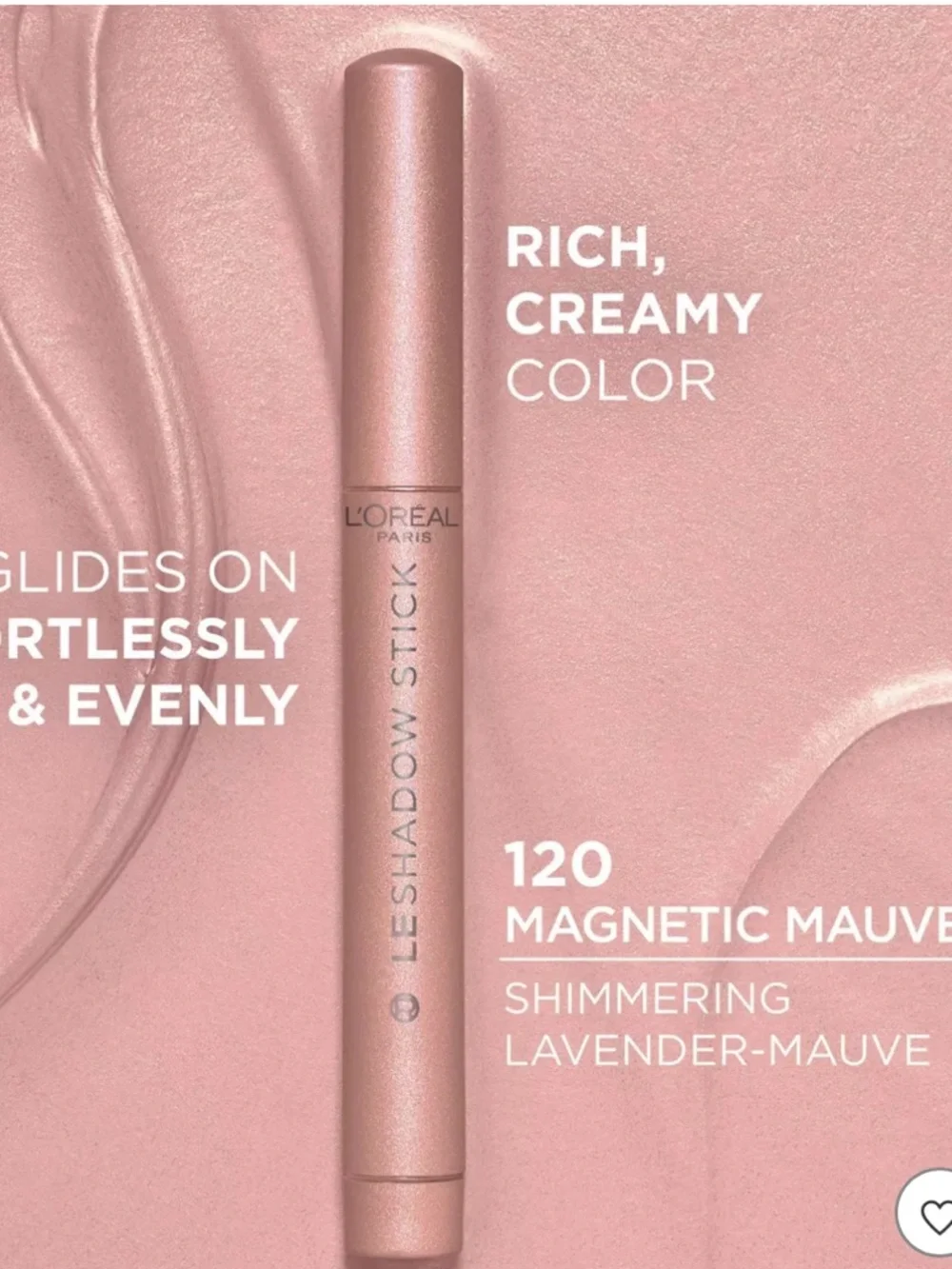 🦋 L'Oreal 120 Magnetic Mauve Cream Eyeshadow Stick New FullSz